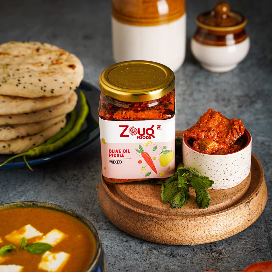 Zouq Foods Mango Pickle Combo Made In Olive Oil Pack Of 2 (Mango Pickle 390 Gm + Mixed Pickle 390 Gm)