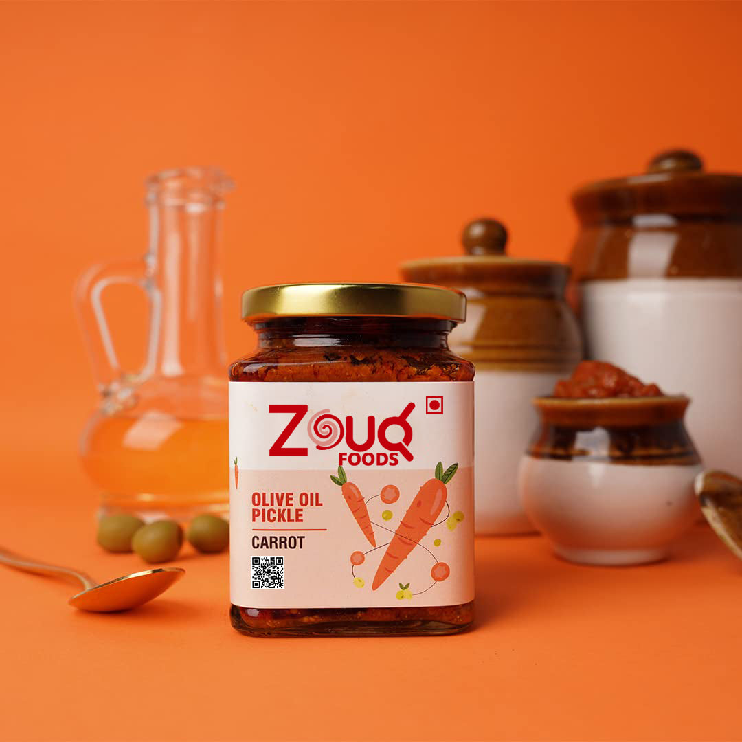 Zouq Carrot Pickle in Olive Oil 390 Grams - A Flavorful Fusion Infused with Premium Olive Oil