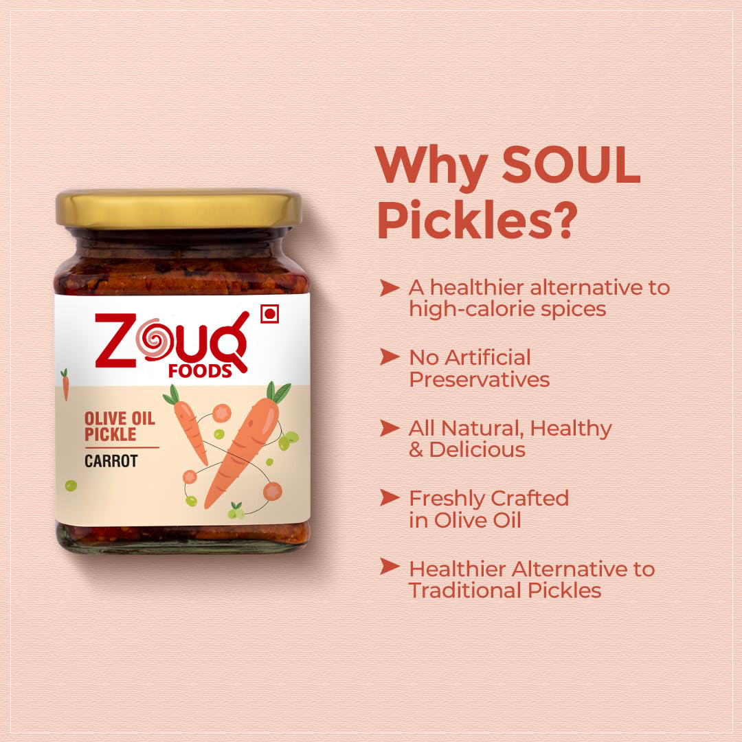 Zouq Carrot Pickle in Olive Oil 390 Grams - A Flavorful Fusion Infused with Premium Olive Oil