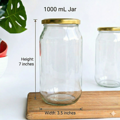1000 ML Empty Big Pantry - Pack Of 04 to 16 (Glass Jars)