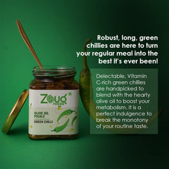 Zouq Green Chilli Pickle in Olive Oil 390 Grams