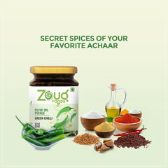 Zouq Green Chilli Pickle in Olive Oil 390 Grams