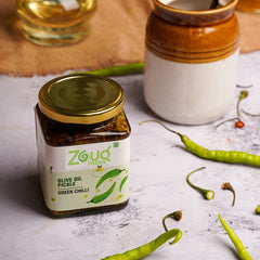 Zouq Green Chilli Pickle in Olive Oil 390 Grams