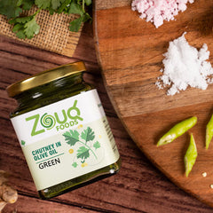 Zouq Green Chutney in Olive Oil 390 Grams - A Flavorful Blend of Freshness and Spice