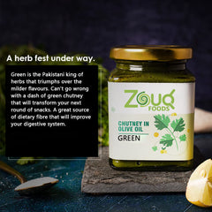Zouq Green Chutney in Olive Oil 390 Grams - A Flavorful Blend of Freshness and Spice