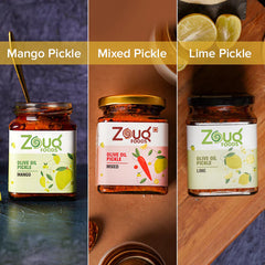 Khatta Chatpata Achari Combo (Mango Pickle + Mixed Pickle + Lime Pickle) (Pack of 3)
