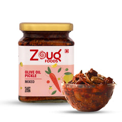 Zouq Foods Premium Olive Oil Pickle Combo: Mango & Mixed Achar (Pack of 2, 500g Each)