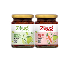Zouq Foods Mango Pickle Combo Made In Olive Oil Pack Of 2 (Mango Pickle 390 Gm + Mixed Pickle 390 Gm)