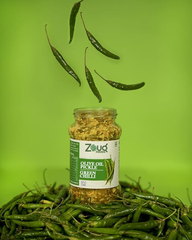 Zouq Green Chilli Pickle in Olive Oil 1000 Grams - A Spicy Fusion Infused with Premium Olive Oil