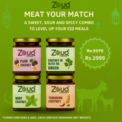 Zouq Special Chutney Combo ( Mint Chutney+Green Chutney+Tamarind Chutney+Plum Chutney) (Pack of 4)