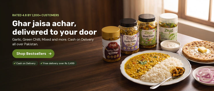 Zouq Foods bestseller pickles with daal chawal and paratha - ghar jaisa achar delivered to your door