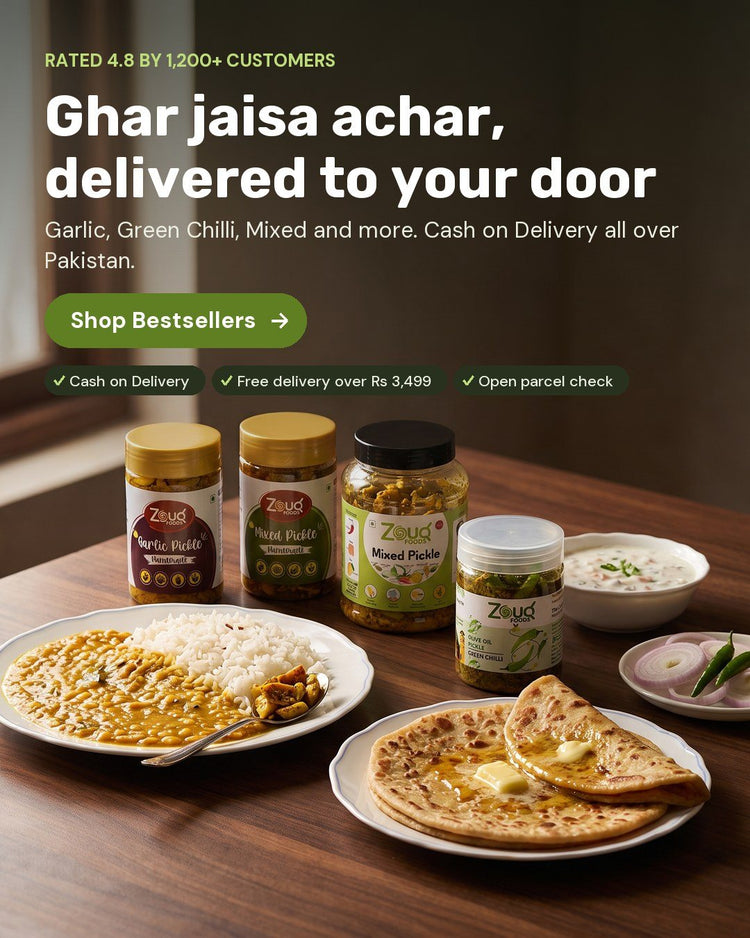 Zouq Foods bestseller pickles with daal chawal and paratha - ghar jaisa achar delivered to your door
