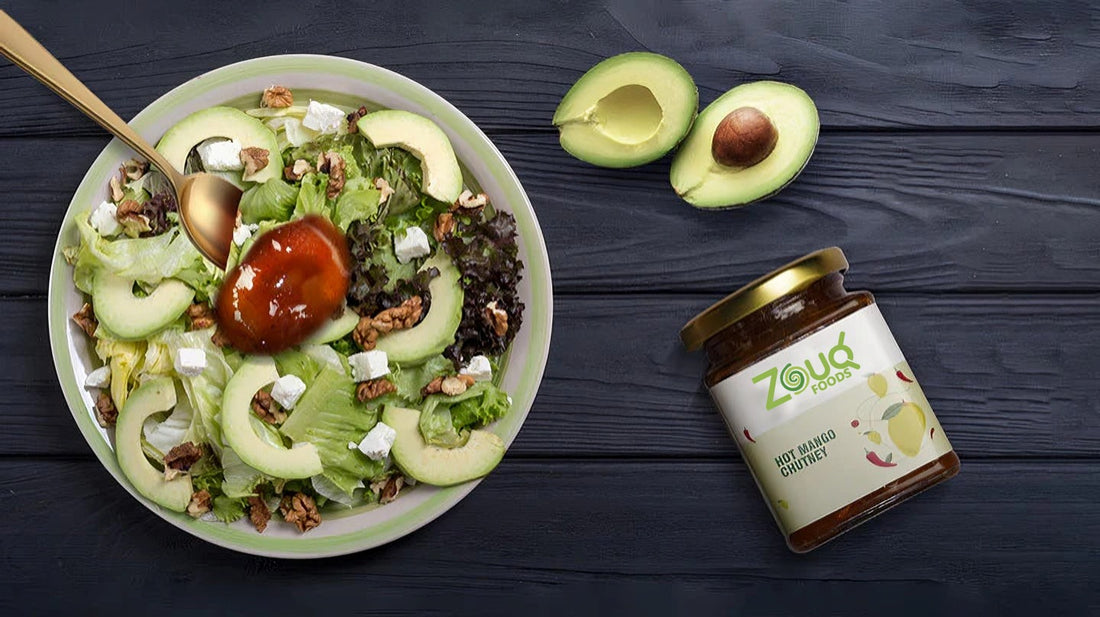 Fresh Avocado Salad Recipe with Zouq's Hot Mango Chutney