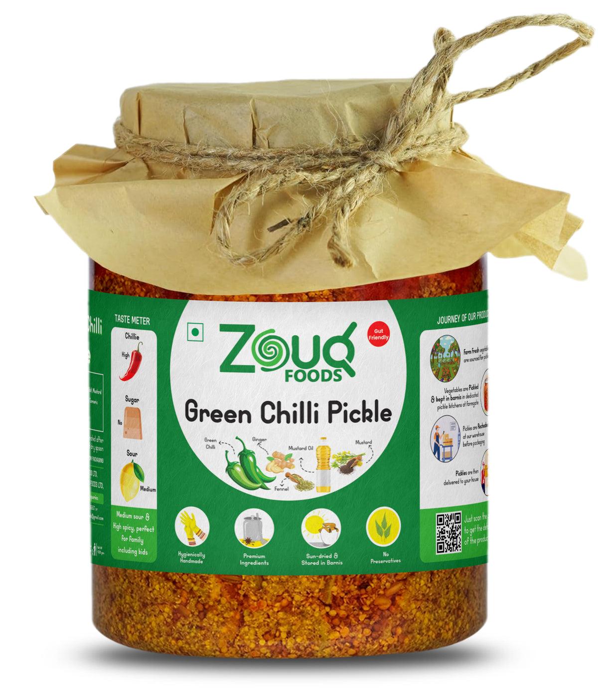 Zouq Green Chilli Pickle in Musturd Oil 1 Kilogram
