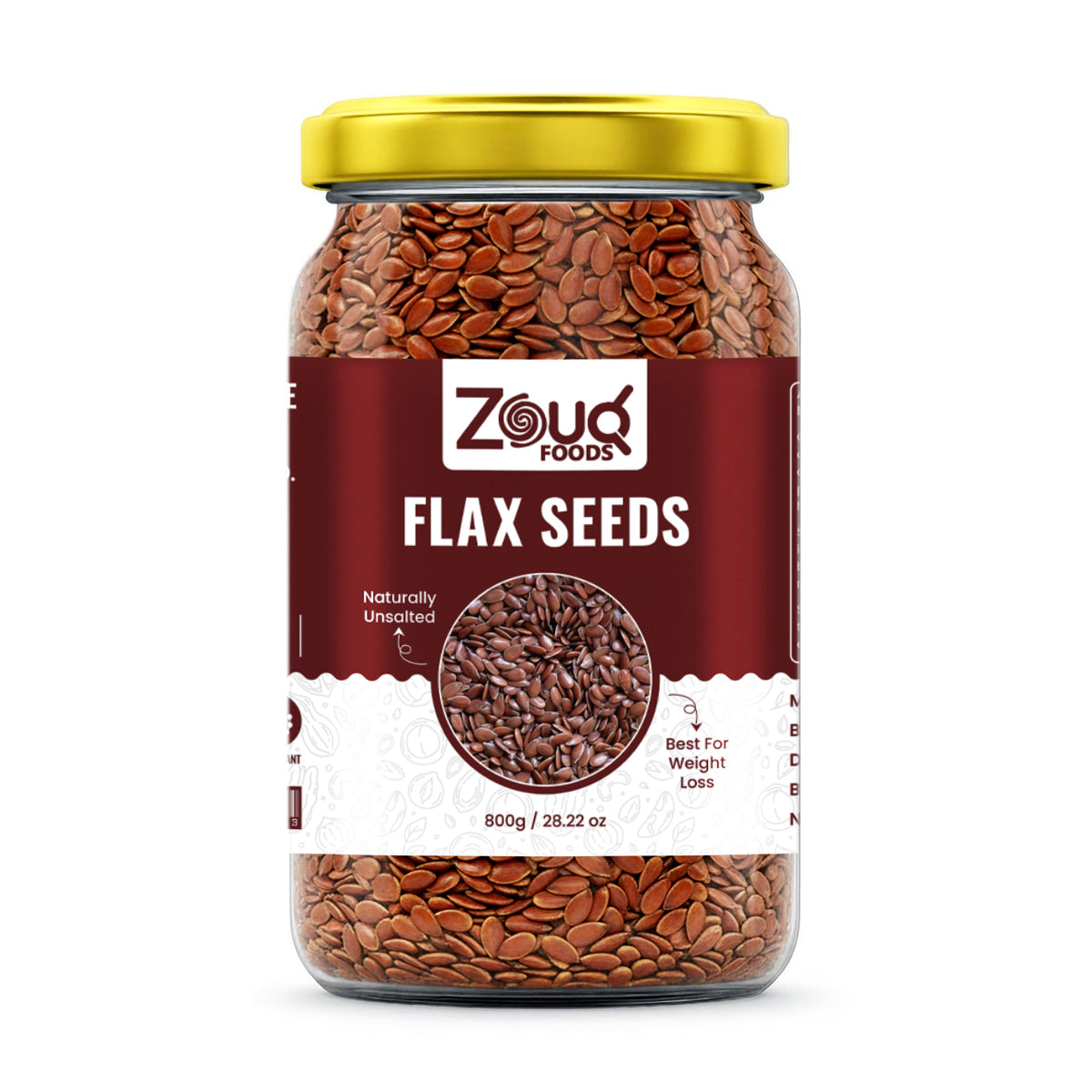 ZouqFoods Natural Unsalted Flax Seeds – 800g Family Pack | Rich in Omega-3, Fiber & Protein