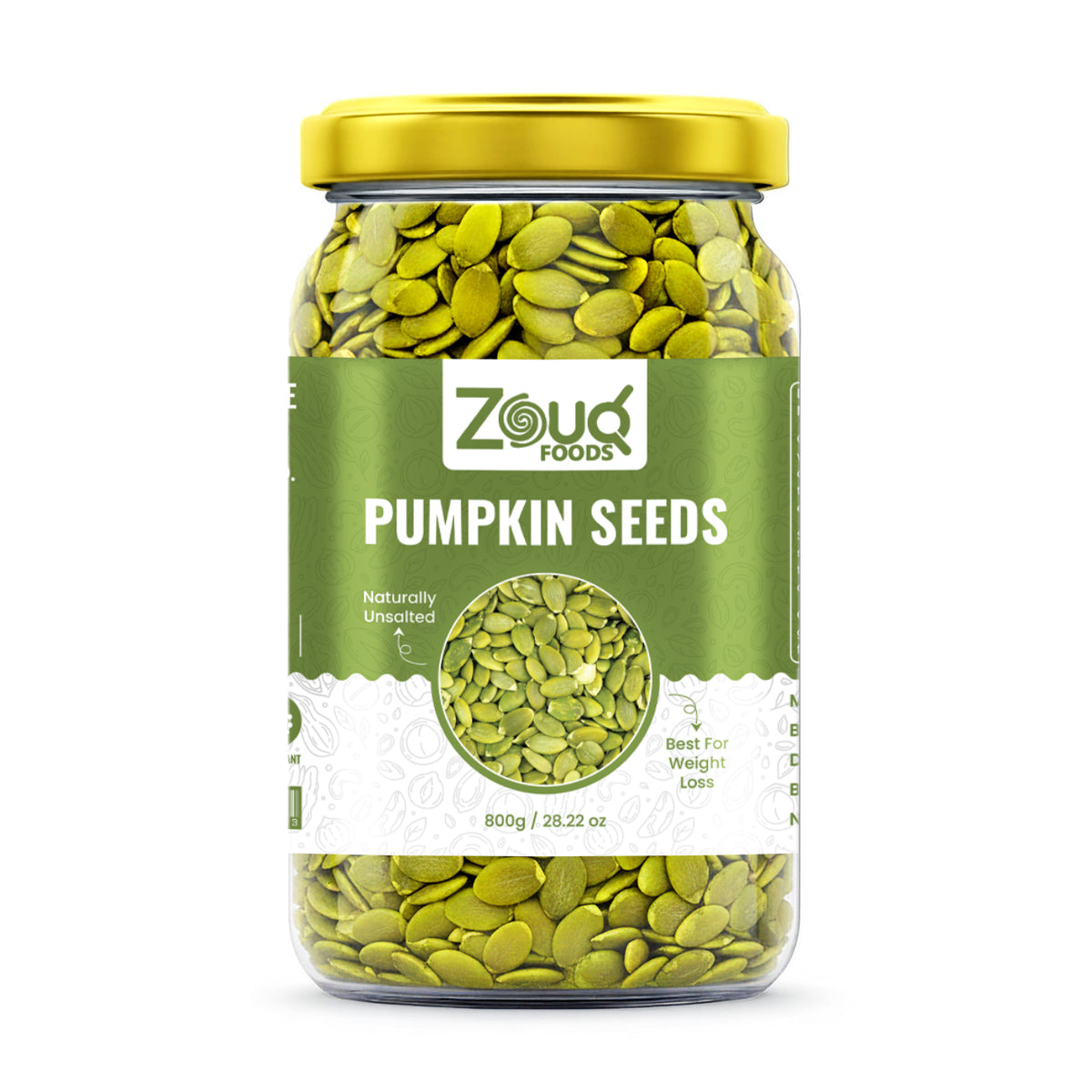 ZouqFoods Natural Unsalted Pumpkin Seeds – 800g Family Pack | Rich in Protein, Fiber & Magnesium