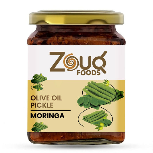ZouqFoods Moringa Pickle in Olive Oil – 390g Glass Jar | Authentic Desi Taste