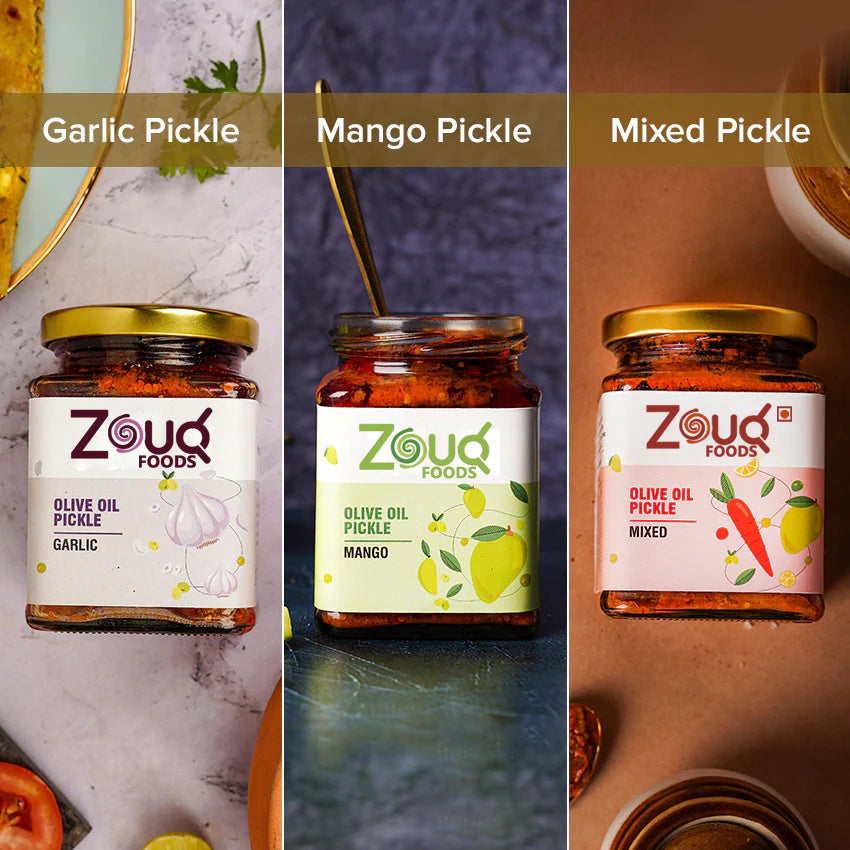 Garlic Pickle, Mango Pickle & Mixed Pickle (Pack of 3)