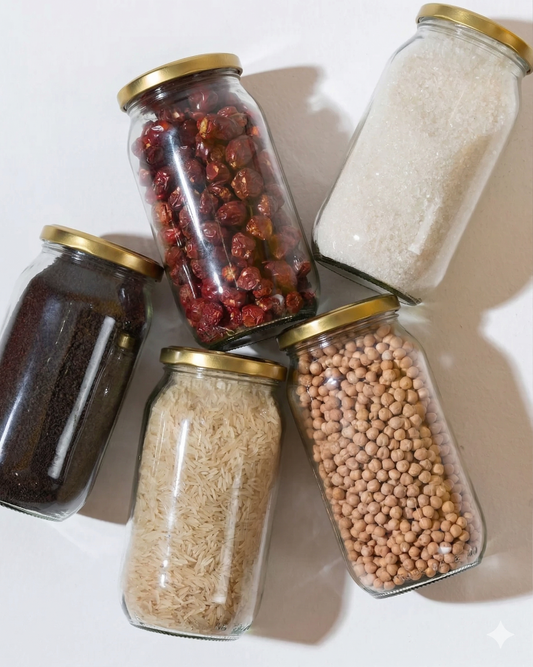 1000 ML Empty Big Pantry - Pack Of 04 to 16 (Glass Jars)
