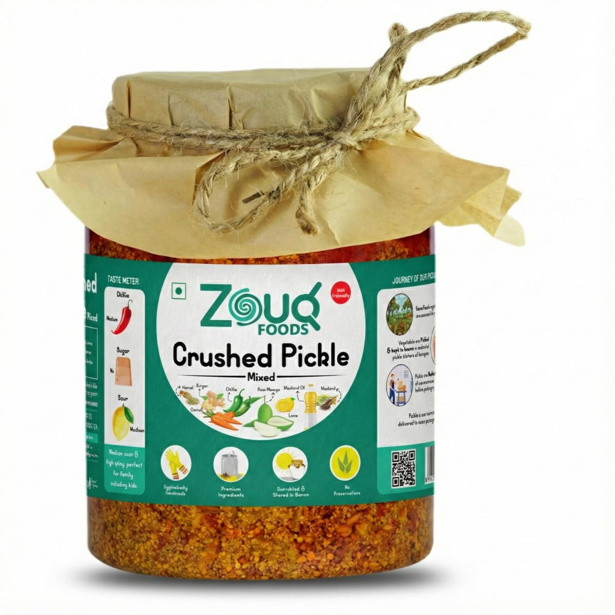 Zouq Foods Mixed Crushed Pickle (Traditional Achar) - 1200g Family Jar