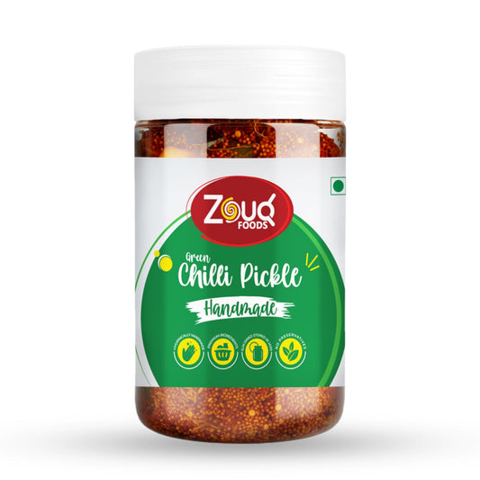 Zouq Green Chilli Pickle in Mustard Oil – 800g Jar | Spicy & Authentic Desi Achar