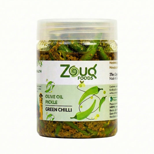 Zouq Green Chilli Pickle in Olive Oil 500G