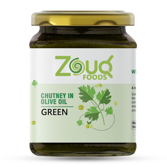 Zouq Green Chutney in Olive Oil 390 Grams - A Flavorful Blend of Freshness and Spice