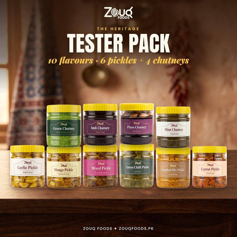 Zouq Heritage Tester Pack - 10 tester jars: 6 pickles and 4 chutneys