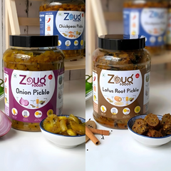 Zouq Foods Pickle Combo – Lotus Root Pickle & Onion Pickle 2KG