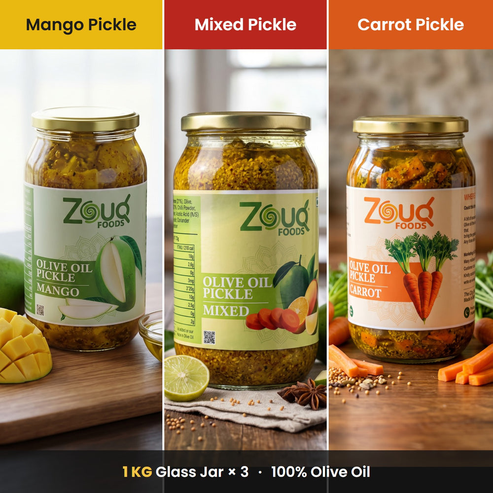 Pack of 3 Big 1 KG Glass Jars – Mango + Mixed + Carrot