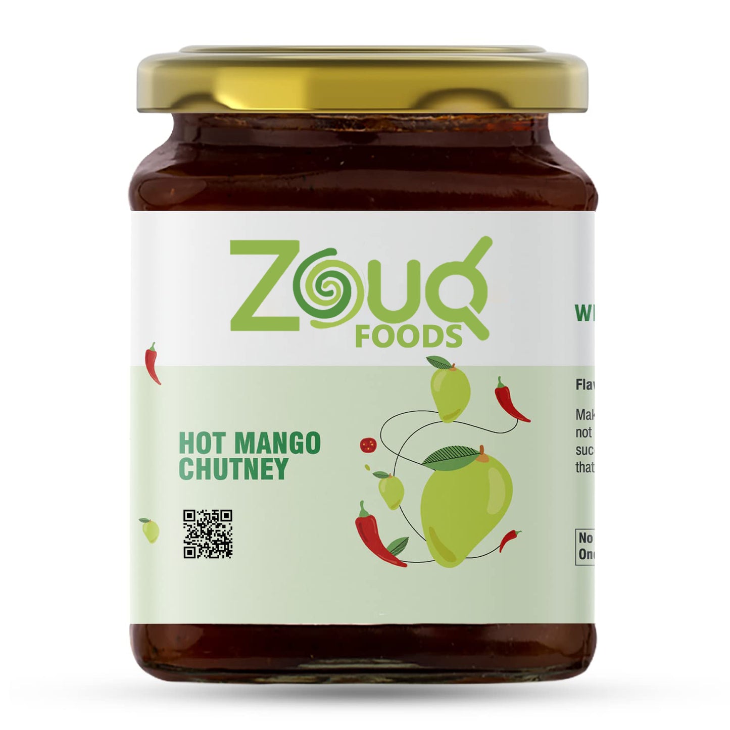 Zouq Hot Mango Chutney 390 Grams - A Spicy Delight Crafted in Olive Oil