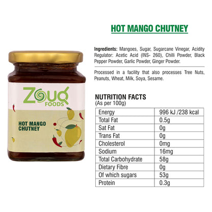 Zouq Hot Mango Chutney 390 Grams - A Spicy Delight Crafted in Olive Oil
