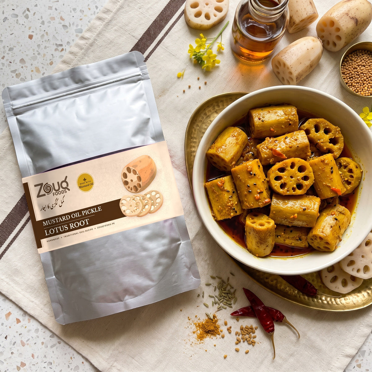 Zouq Lotus Root Pickle in Mustard Oil - Saver Pouch